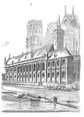 Le palais de l'évêché de Paris au Moyen Âge.