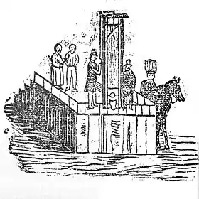 Dessin paru dans la presse en 1862, illustrant l'exécution de deux des membres de la bande