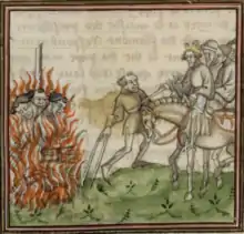 Exécution et mise au bûcher des lépreux et des Juifs ( XIVe siècle)