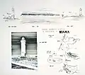 Esquisses du phare et carte de Kiama (1915)