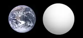 Comparaison des tailles entre la Terre et Gliese 1132b.