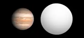 Comparaison de taille entreJupiter et Kepler-8b.