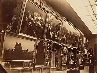 La Fenaison en Auvergne (en bas à gauche), exposé lors de l'Exposition universelle de 1855, photographie d'Eugène Disdéri.