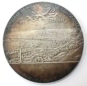 Médaille de l'Exposition nationale et coloniale de Rouen par Oscar Roty.