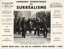 Carton d'invitation à l'Exposition Internationale du Surréalisme (Paris 1938) avec une photo d'Enigmarelle