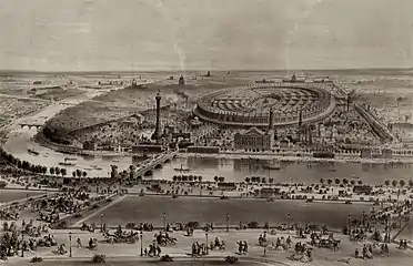 Emplacement des futurs jardins vu lors de l’exposition de 1867.