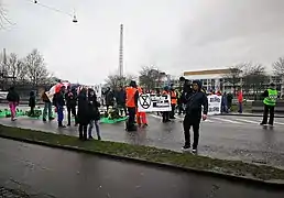 Blocage d'une route à Aarhus (Danemark).