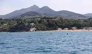 L'extrémité sud de la plage du Racou, début de la Côte Vermeille côté Argelès-sur-Mer.
