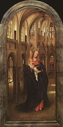 Vierge dans une église de Jan Van Eyck, vers 1425.