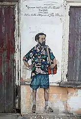 Peinture murale représentant Félix Arnaudin, à Labouheyre, Landes, France