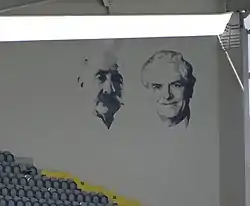 Figures de Félix Bollaert et André Delelis dans le stade qui porte désormais leurs noms.