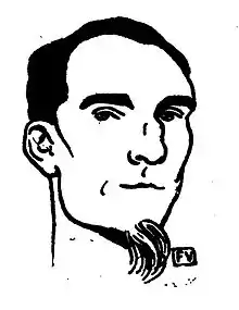 bois gravé de 1898 : tête d'homme portant un bouc