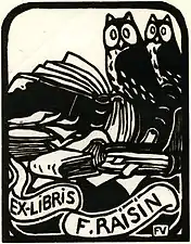 Ex-libris de Frédéric Raisin, bibliophile genevois.