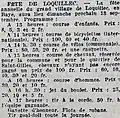 Article du journal La Dépêche de Brest et de l'Ouest présentant le programme de la fête annuelle du village de Loquillec organisée le 18 septembre 1931.