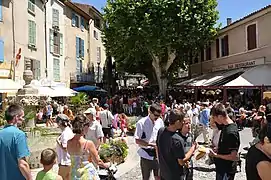 Fête de la lavande sur la place de la Grande Fontaine.