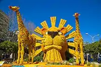 Motif de la 84e fête du Citron dans les jardins Biovès à Menton.