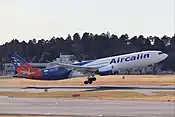 A330neo d'Aircalin au décollage de l'aéroport international de Narita en janvier 2022.