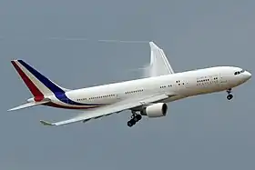L'avion présidentiel peut être un Airbus A330 (comme ici sur la BA 105 en 2011).