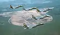 Patrouille de cinq F-15E du 4th Fighter Wing de Seymour-Johnson AFB.