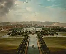 Peinture du château au XVIIIe siècle (vue depuis les jardins), artiste anonyme, conservée au Musée lorrain de Nancy.