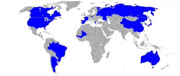 Carte des fédérations nationales qualifiées