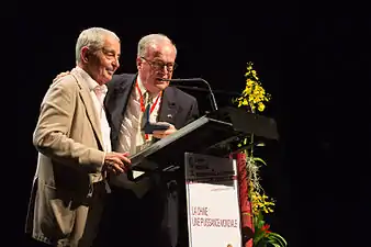 Ivan LevaÏ, grand témoin du FIG 2013 avec Christian Pierret, maire de Saint-Dié-des-Vosges.