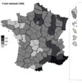 Résultats électoraux du Front national par département.