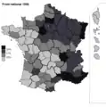 Résultats électoraux du Front national par département.