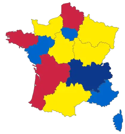 Candidats arrivés en deuxième position dans chaque région métropolitaine au 1er tour.