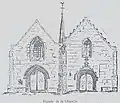 Dessin de la façade de la chapelle Saint-Fiacre de Radenac publié en 1941 (par P. Martin, recteur de Réguiny).