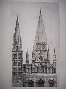 Façade restituée de la cathédrale Notre-Dame de Rouen au XIIe siècle (1906).