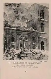 Façade ruinée de la cathédrale le 8 mai 1902.