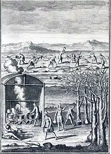 Fabrication du sirop d'érable par les Amérindiens en Nouvelle-France (XVIIIe siècle) par Joseph-François Lafitau.