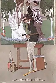 Géza Faragó, Le Symboliste (1908), œuvre satirique de style Art nouveau.
