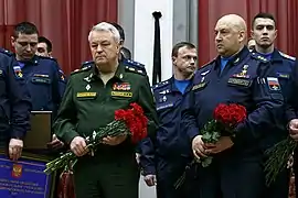 À la cérémonie d'adieu du héros de la fédération de Russie Roman Filipov, le 8 février 2018.