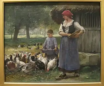 Paysanne nourrissant des poulets, Worcester Art Museum.