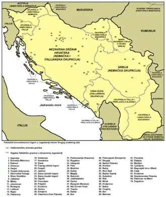 Carte de la Yougoslavie sous occupation fasciste.