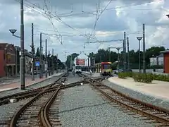 Terminus de la ligne M3 du métro léger de Charleroi, vue générale.