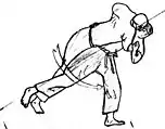 Projection par technique de hanche en judo