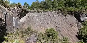 Un miroir de faille au pied de la butte de Tiot.