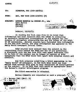 Une des 79 lettres suggérant au FBI une investigation sur Lyndon Larouche