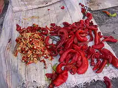 Piments en Kabylie, épice importante de la cuisine algérienne.