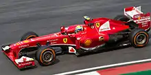 Massa, en 2013, sur sa Ferrari rouge.