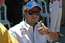 Photo de Massa levant le pouce gauche lors du GP des États-Unis 2005