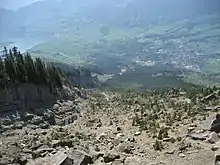 Le site de l'éboulement vu depuis le Gnipen en 2008.