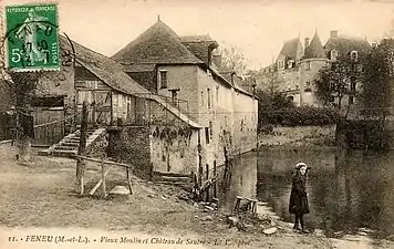 Carte postale, vieux moulin et château de Sautré