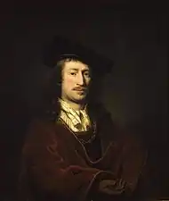 Autoportrait à l'âge de trente ans, de Ferdinand Bol (1646, musée de Dordrecht), inspiré de l'Autoportrait à l'âge de 34 ans.