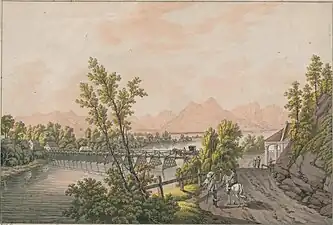 Pont sur la Save près de Črnuče, Ferdinand Runk (en), 1815