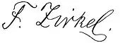 signature de Ferdinand Zirkel