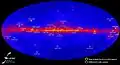 Carte du ciel montrant les pulsars découverts par Fermi (actualisé à juillet 2009).